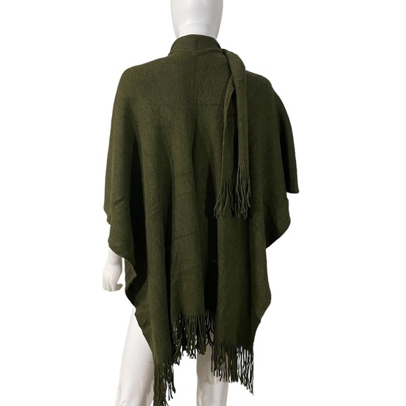 Olive Green Open Cardigan Fringe Shawl Sweater
New - Picture 4 of 7